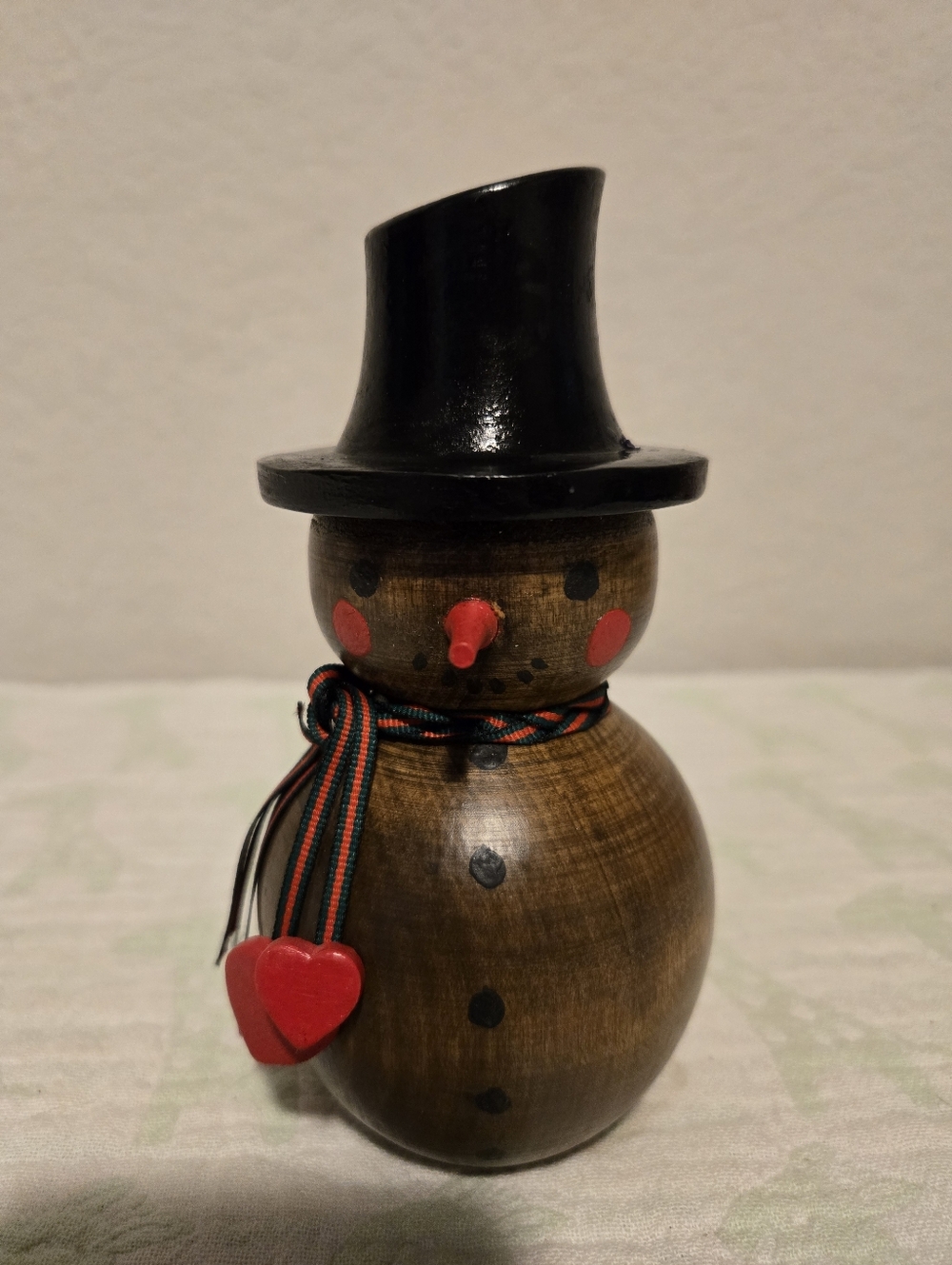 Vintage Handcrafted Wood Snowman Figurine.